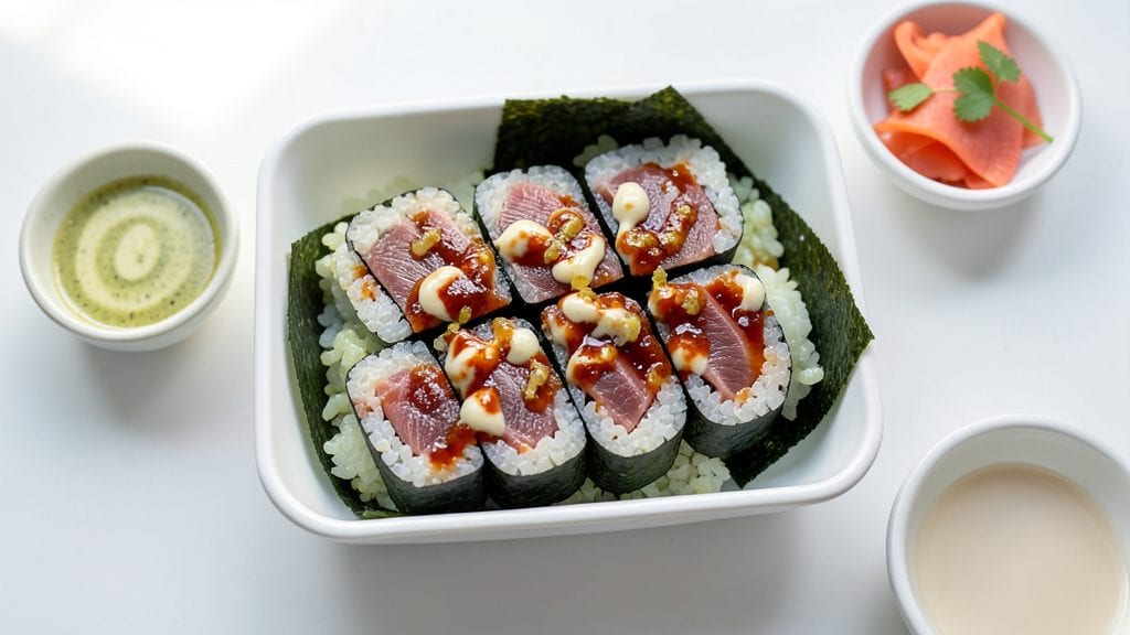 Spicy Tuna Sushi Rolls Recipe: Crunchy Cucumber and Cream Cheese Wrapped